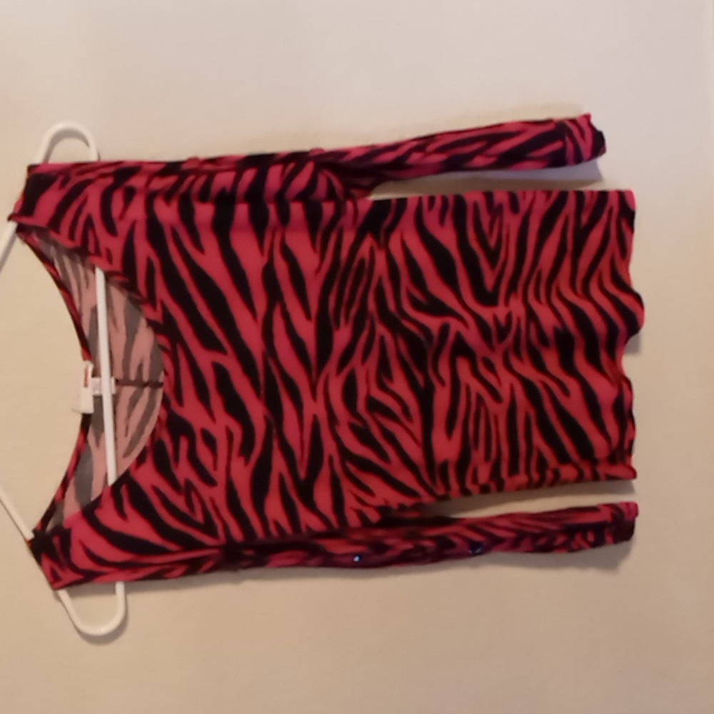 BONGO Juniors Pink w Black Stripes Blouse sz SM